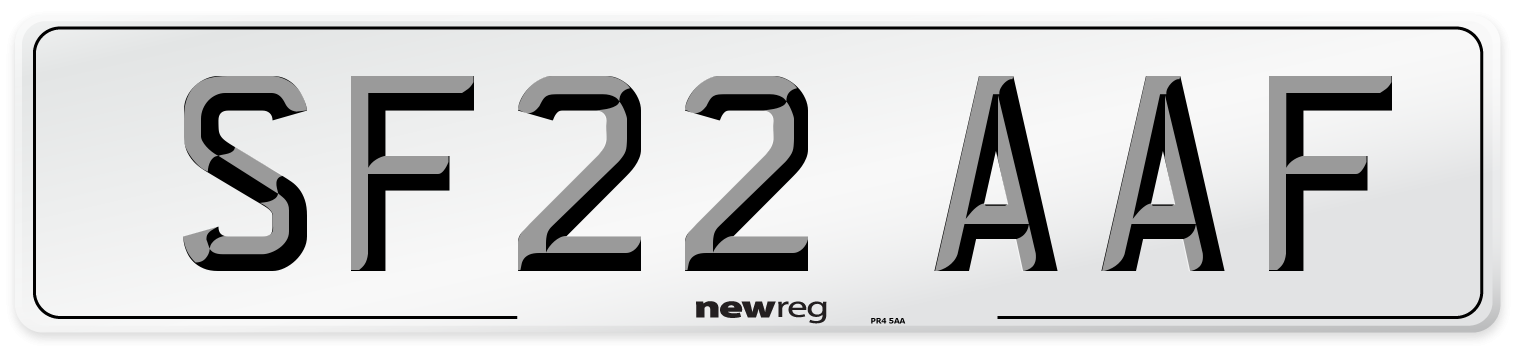 SF22 AAF Number Plate from New Reg